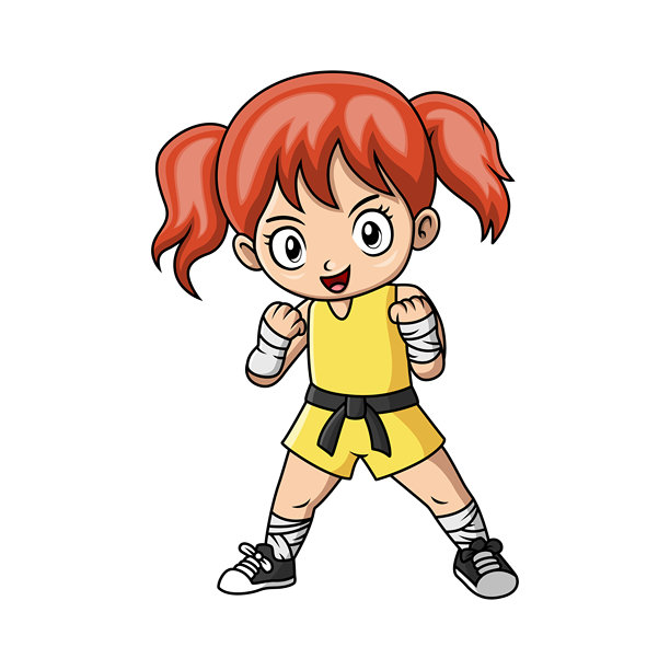 可爱的小女孩在练习泰拳图片下载