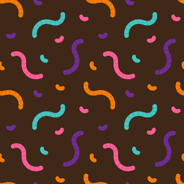 无缝图案，色彩缤纷的软糖虫和果冻豆。图片下载