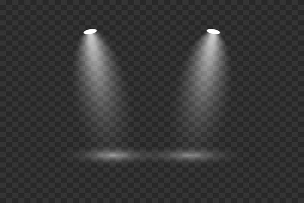 矢量聚光灯和舞台灯光。发光效果。图片下载