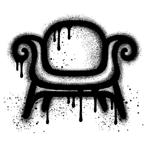 黑色喷漆涂鸦椅子矢量图图片下载