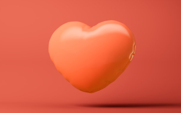 充气心形气球，3D渲染。图片下载