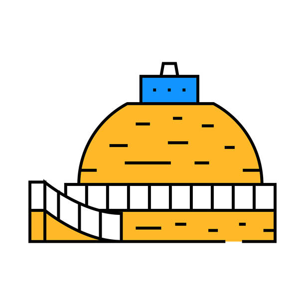 佛教图标的彩色佛塔纪念碑插图图片下载