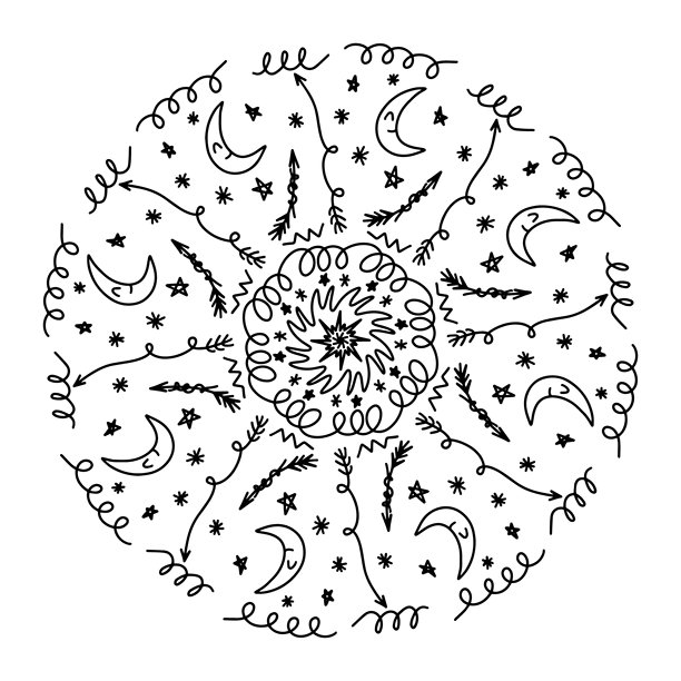 用于亨娜、梅赫迪、纹身和装饰的矢量涂鸦圆形曼陀罗图案。具有民族东方风格的装饰性的图案。适合成人和儿童的涂色书页面。白色背景上的孤立图标。图片下载