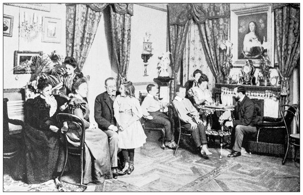 美西战争期间西班牙的特工，财政部长普伊格塞尔维及其家人的复古图片图片下载