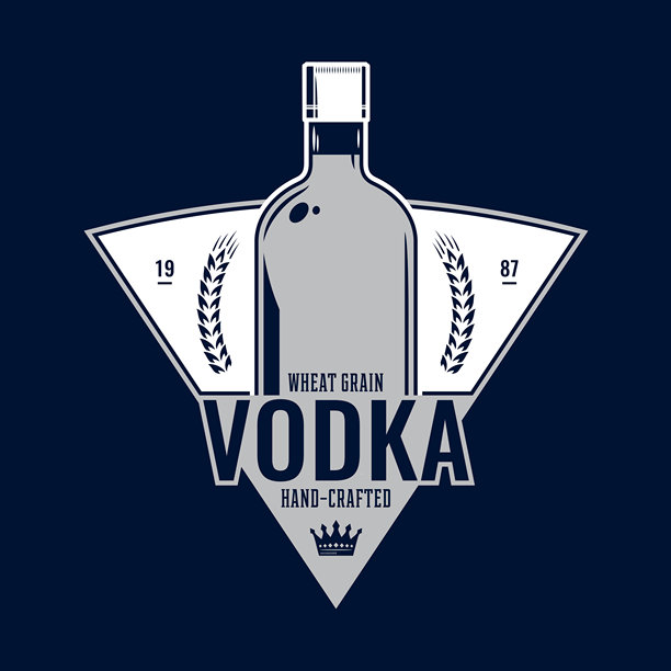 白色和银色复古伏特加符号的矢量图图片下载
