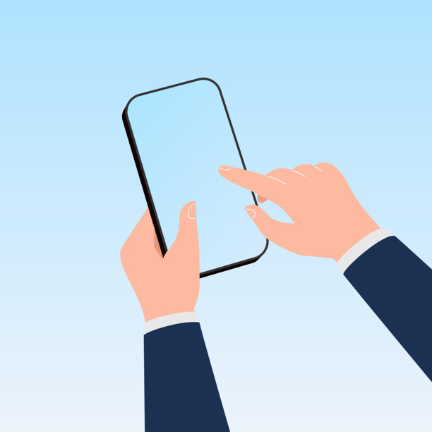 手握手机，手指触摸屏幕图片下载