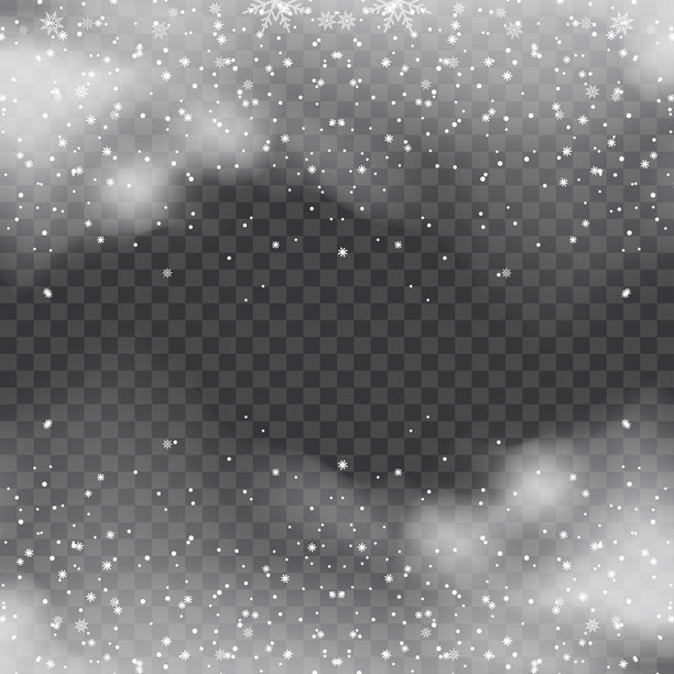 圣诞节透明背景上的冬季雪花飘落矢量素材图片下载