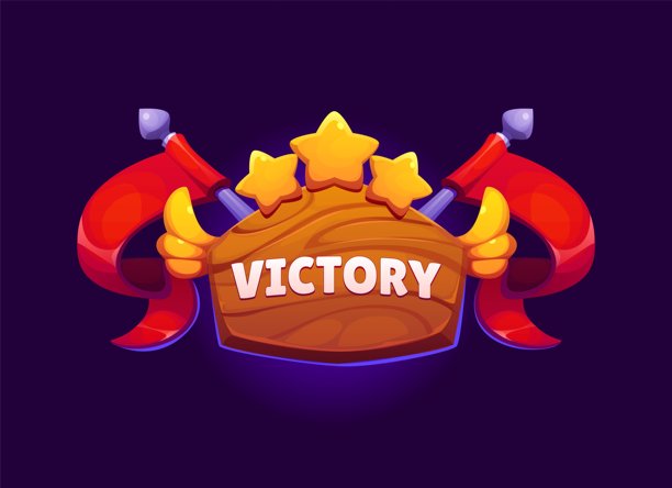 游戏胜利奖图标，带星星的用户界面奖章图片下载
