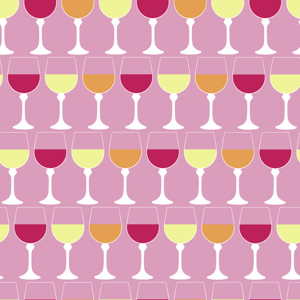 红、白和橙色葡萄酒的酒杯图案。图片下载