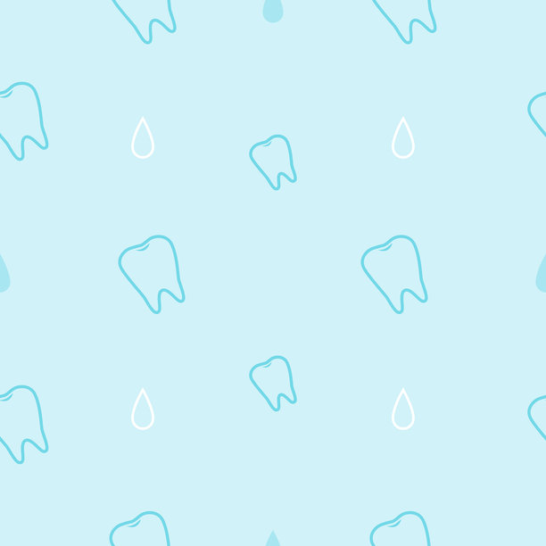 牙齿的口腔卫生图案。蓝色的口腔健康背景，展现洁白健康的牙齿。适用于牙科诊所的无缝图案。矢量插图。图片下载