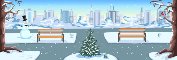 冬季的城市公园图片下载