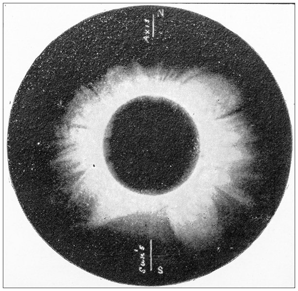 古董图像：1871年印度日食探险，日冕（来自一幅画）图片下载