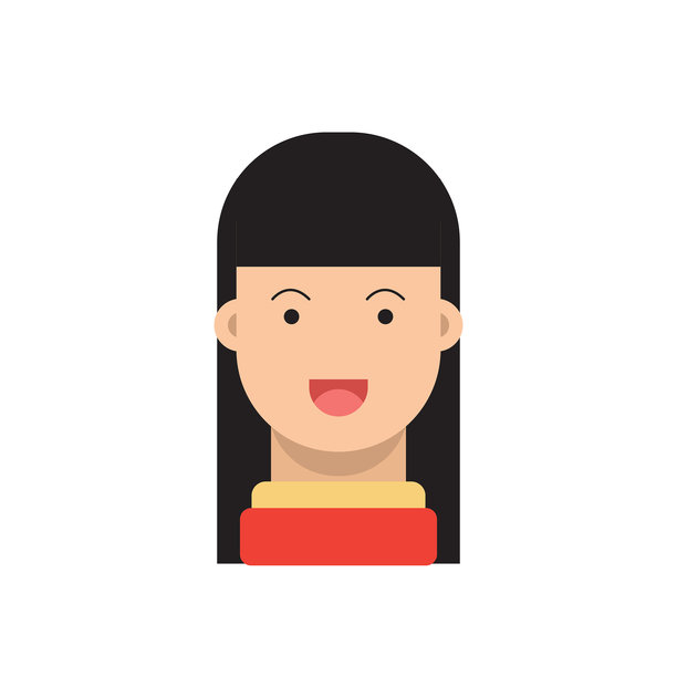 快乐女性肖像扁平图标，矢量标志，色彩丰富的图形，背景为白色图片下载