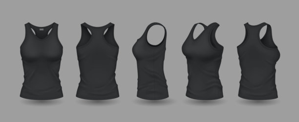 黑色女性无袖衫带标志的样机插图图片下载