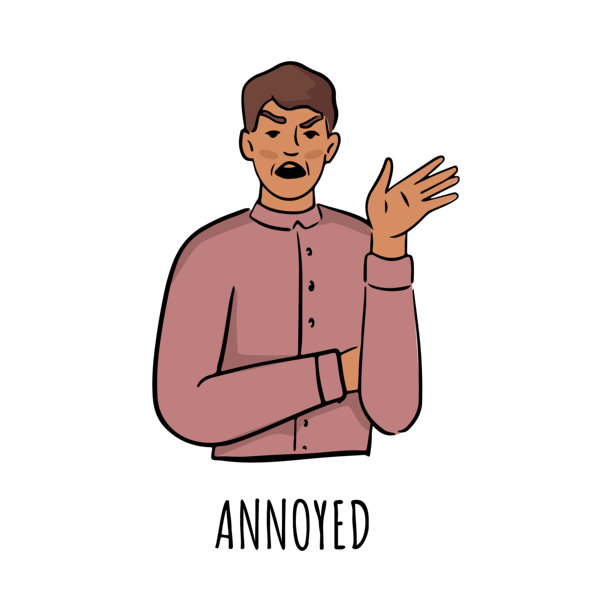 愤怒的男人表现出烦恼和愤怒的情绪。矢量平面卡通角色，孤立的男孩做出手势并大喊或表达消极情绪。愤怒或生气，沮丧的男孩。图片下载