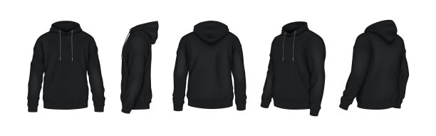 黑色带标志的连帽衫模型真实插图集图片下载