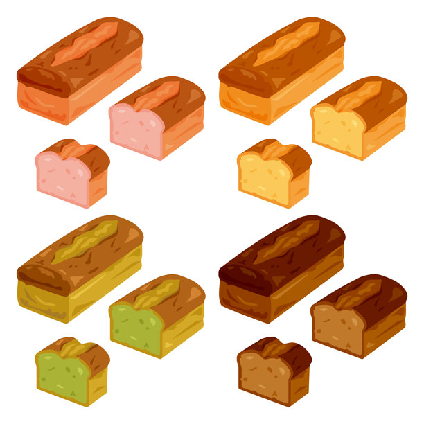 各种类型的简单磅蛋糕套装图片下载