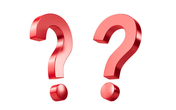 卡通问号，常见问题解决符号，3D渲染。图片下载