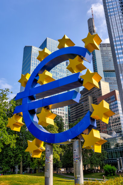 法兰克福欧洲中央银行的街道标识图片下载