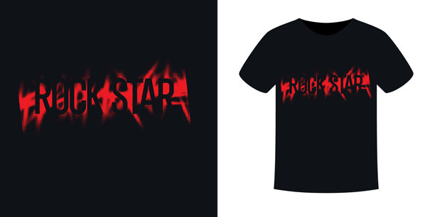 这幅插图展示了一位摇滚明星，衣服上的图案，印刷在T恤上，现代时尚插画。图片下载