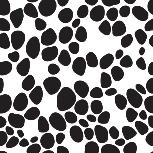 有机黑色元素呈卵石形状，排列成无缝矢量图案图片下载