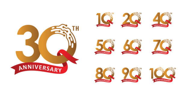 周年设计科技与丝带数字组合图片下载