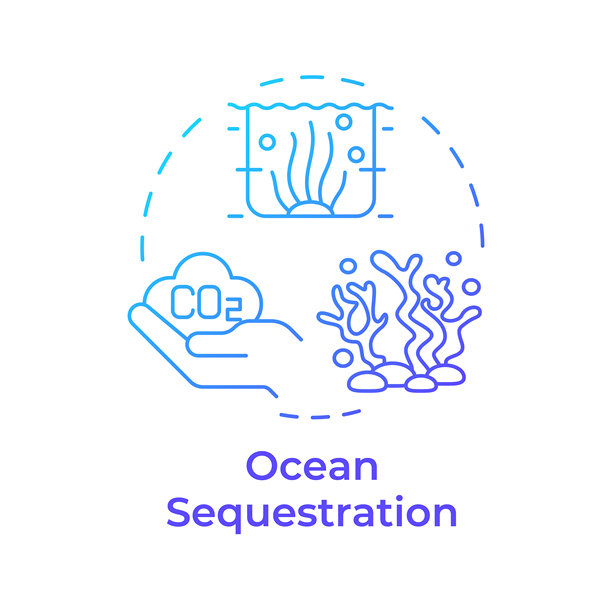 海洋封存蓝色渐变概念图标图片下载