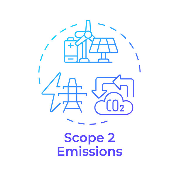 范围2排放蓝色渐变概念图标图片下载