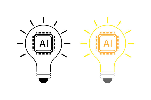 灯泡图标内含有人工智能。图片下载