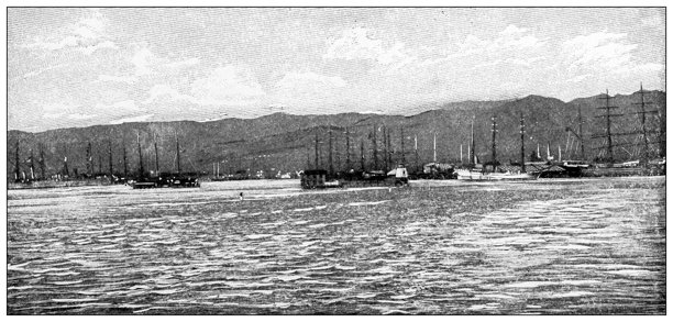 古董图片：夏威夷，檀香山港图片下载