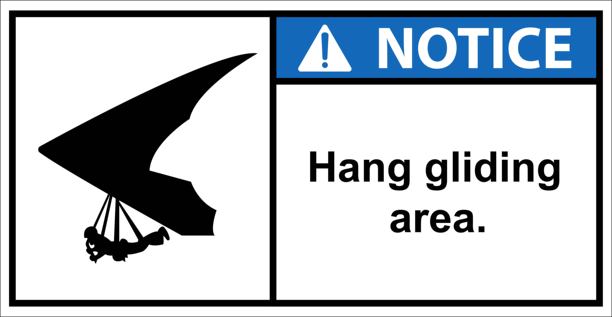 滑翔运动。悬挂滑翔区。注意标志图片下载