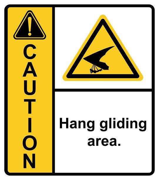滑翔运动。悬挂滑翔区。警告标志图片下载