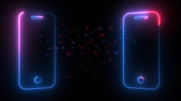 手机之间流动的消息图标动画图片下载