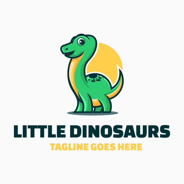 小恐龙吉祥物矢量插图卡通风格图片下载
