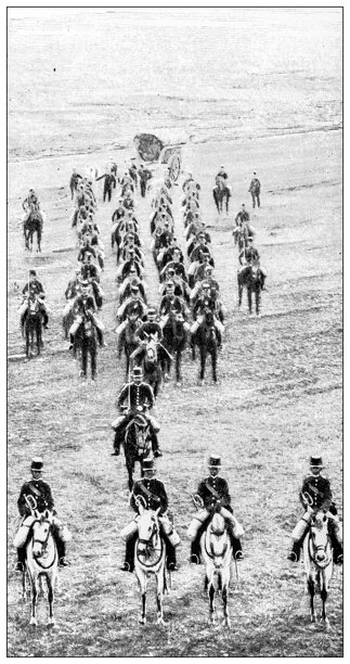 古董图片：西班牙骑兵在海滩上图片下载