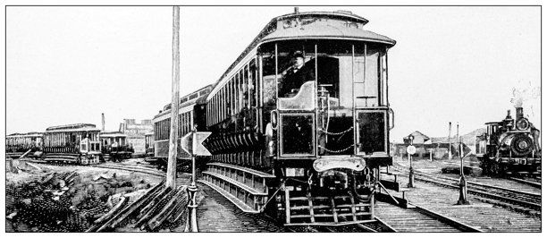 古董图像：电气铁路，第三轨系统图片下载