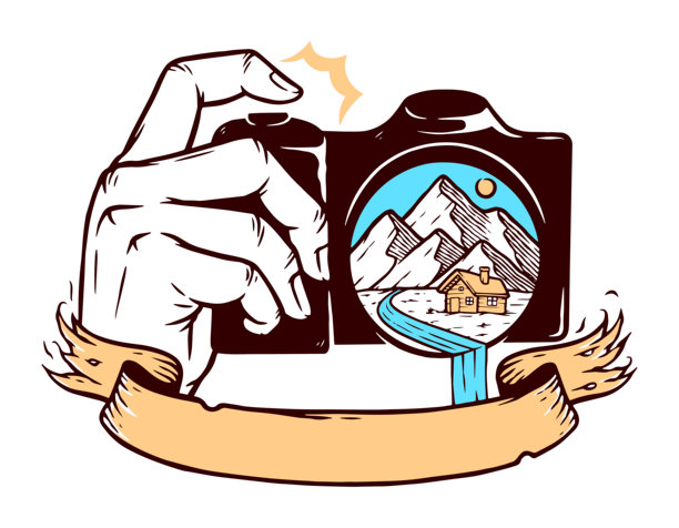 相机中的山景矢量插图图片下载