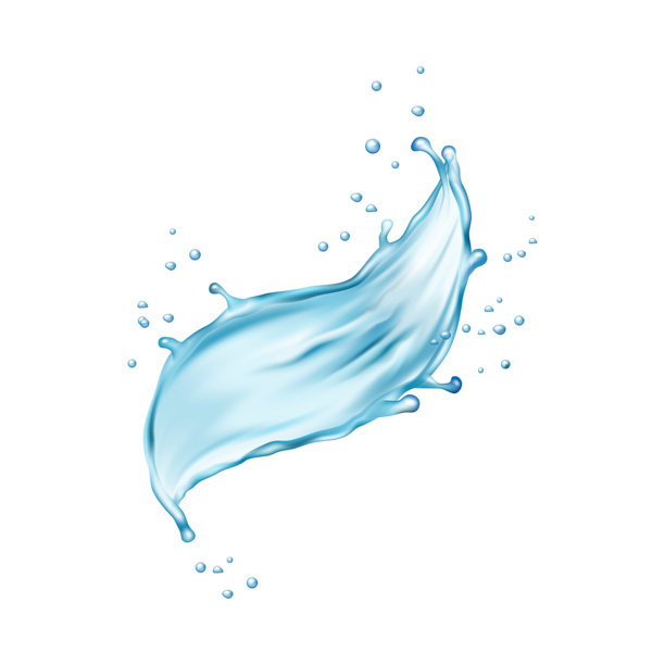 水泡飞溅水滴漩涡流体，透明水纯净流动矢量插画图片下载