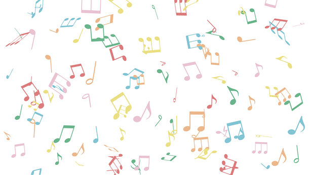 粉彩色音乐音符彩纸，矢量插图图片下载
