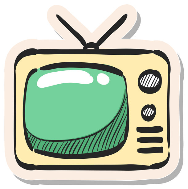 手绘贴纸风格图标 电视图片下载