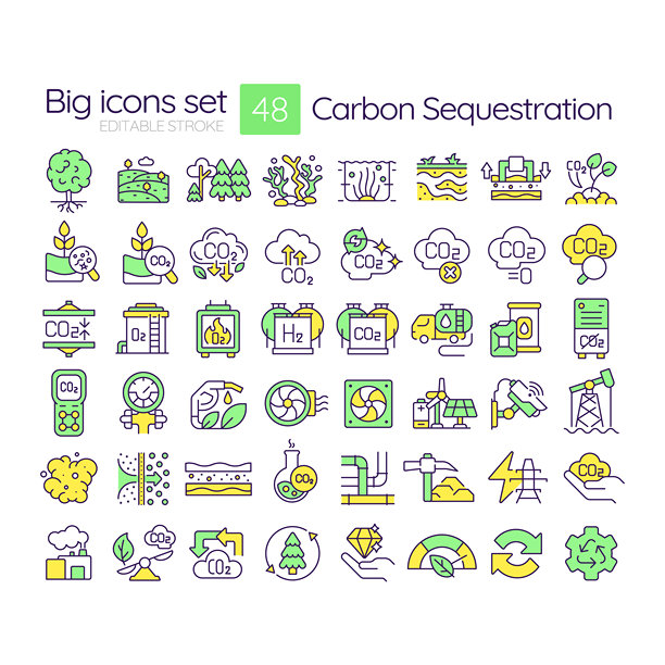 碳捕集RGB颜色图标集图片下载