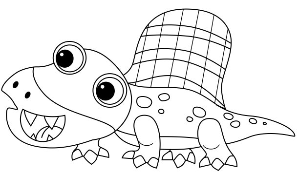 儿童插画：卡通角色速写本素描，彩色铅笔动物恐龙图片下载