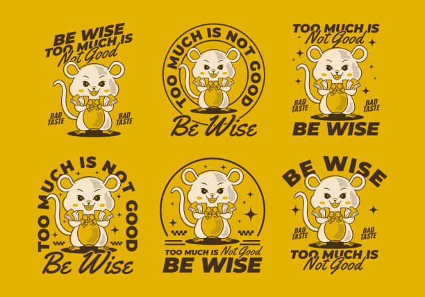 智慧消费，适度为佳。复古老鼠吉祥物角色手握大量金钱。图片下载