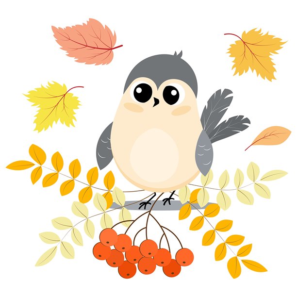 秋天的氛围。鸟儿、树叶和山楂果。秋季系列。图片下载