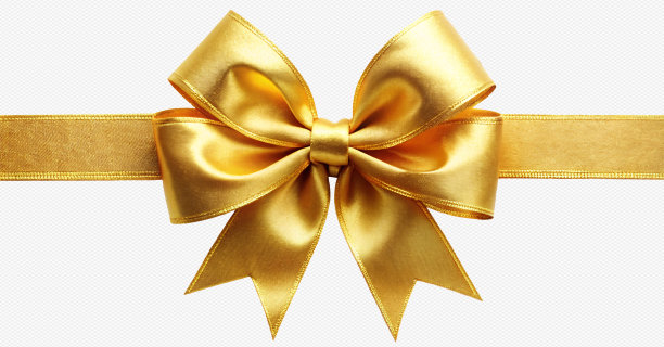 金色丝带蝴蝶结孤立图像图片下载
