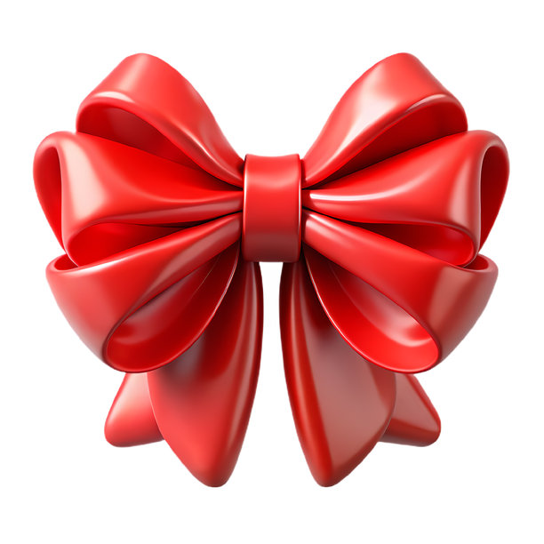 红色蝴蝶结带有丝带尾巴，3D图标图片下载