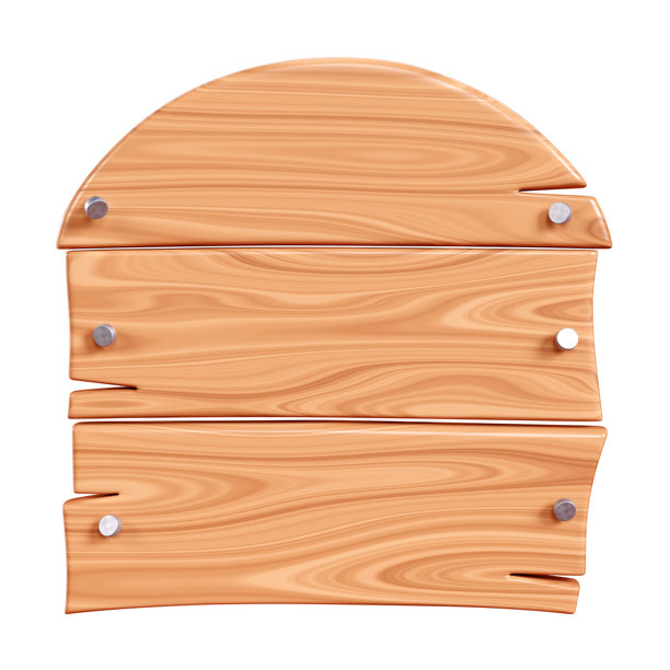 带有裂缝和金属钉子的木质矩形牌匾，用于文本框。卡通3D渲染插图图片下载