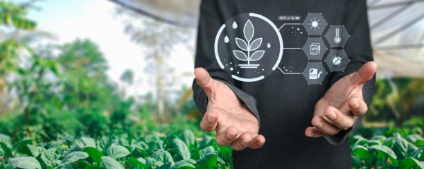 新一代农民利用人工智能技术来辅助农业。图片下载