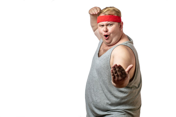 指着自己的年轻胖男人图片下载