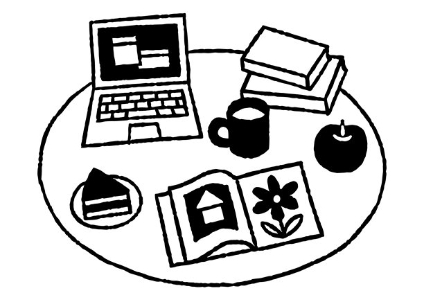 桌子上有电脑和食物的风景图片下载